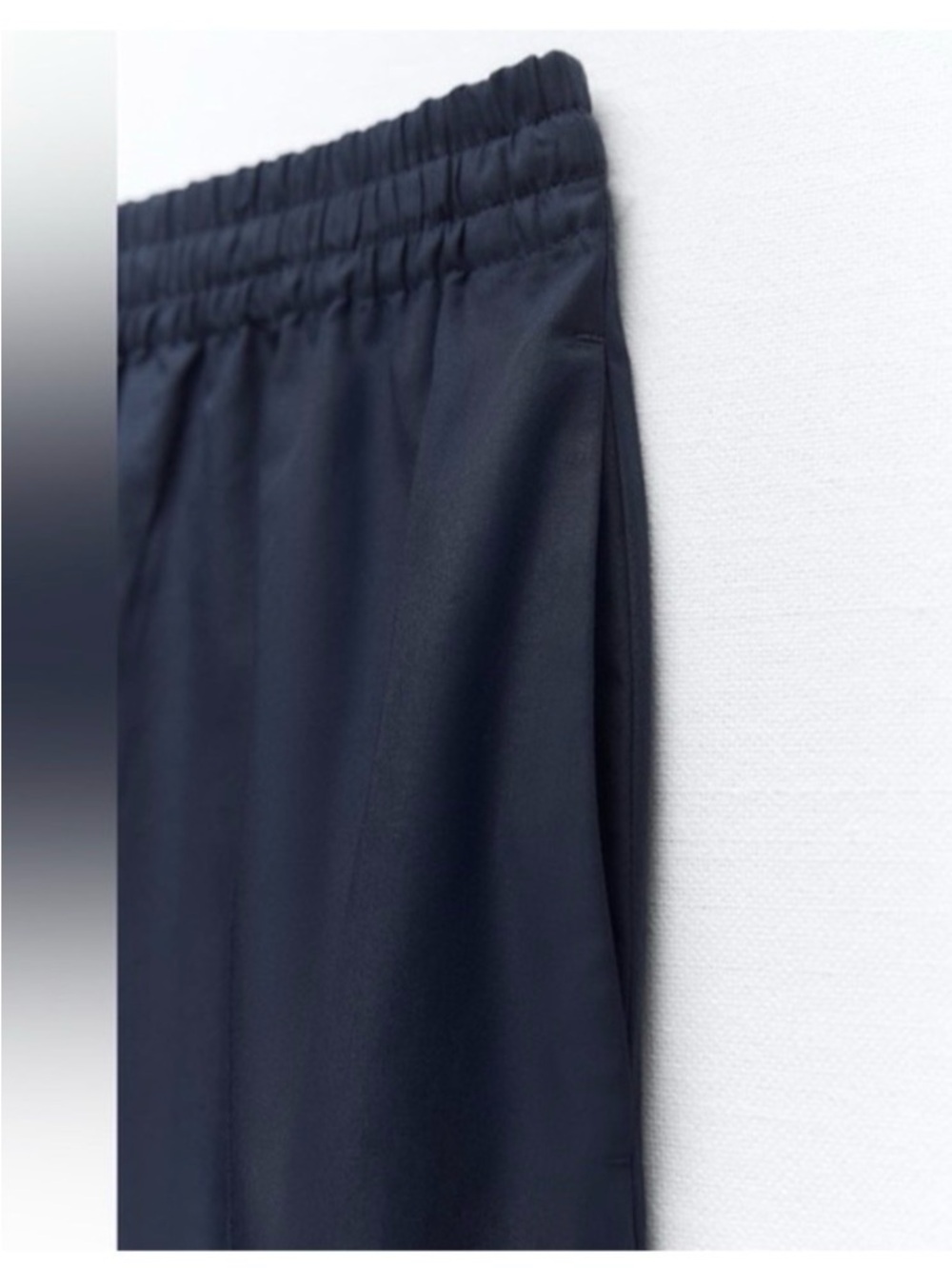 Zara SET Navy blue poplin Wide Leg Pants & Wrap asymmetrical shirt small classy - Picture 3 of 4